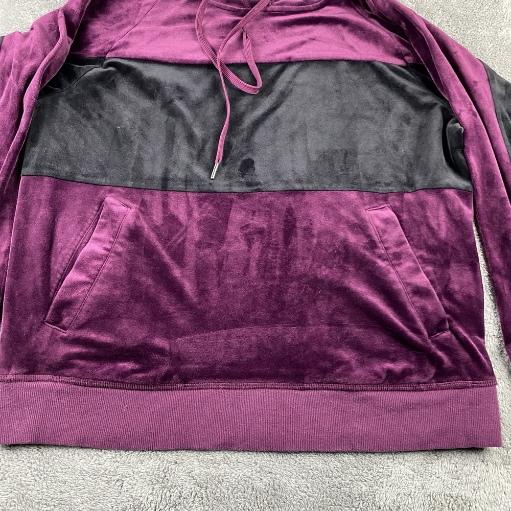 Champion Elite Velour Hoodie Pullover Womens Small Purple Black Long Sleeve - Picture 2 of 16
